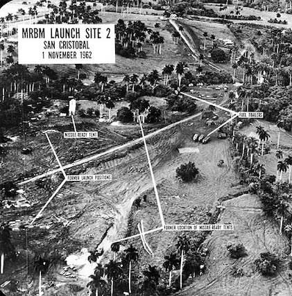 Aerial image of soviet missile locations based in Cuba in 1961