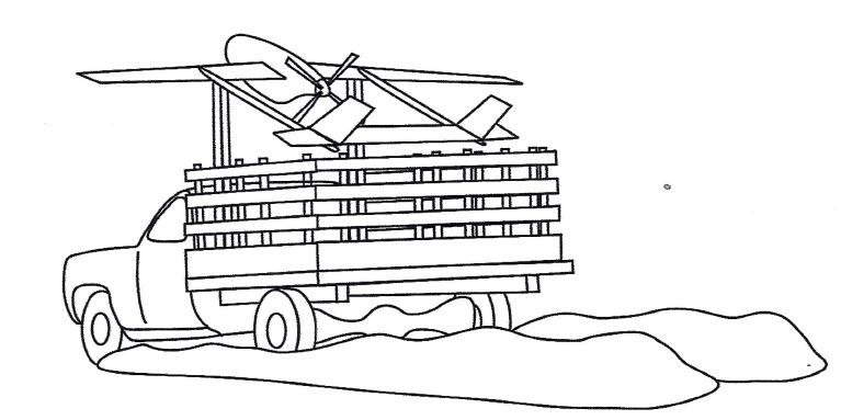 Drawing of a truck with a UAS mounted in its bed.