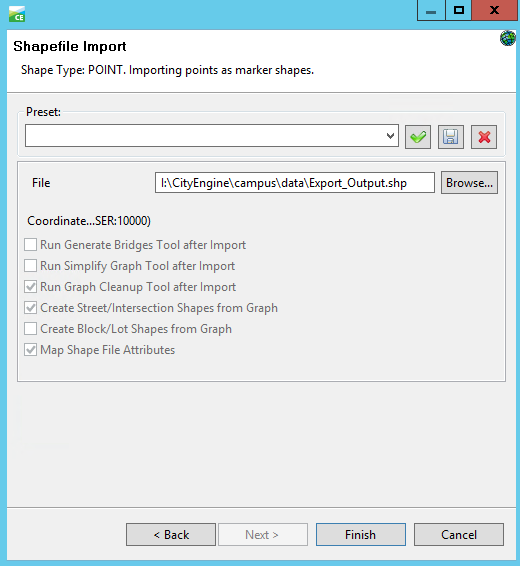 Screenshot Importing Shapefile