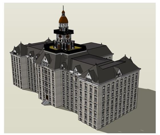 Screenshot of model of historical Old Main created in Sketchup