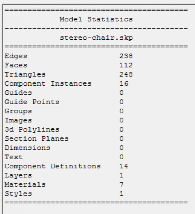 Screenshot Model Statistics