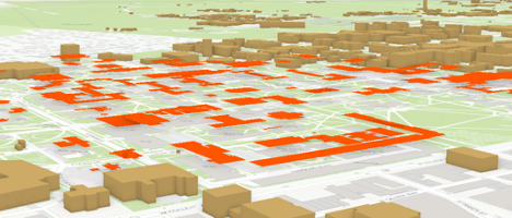 Screenshot of campus map with multipatch surfaces.