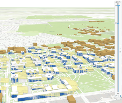 Screenshot of campus map with shadows as described.