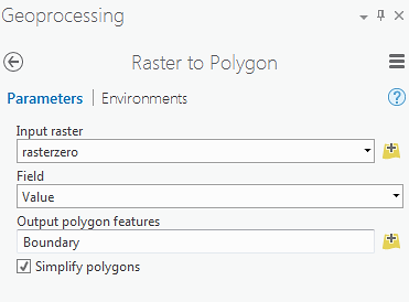 Screenshot of gRaster to Polygon menu.