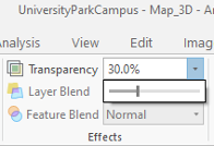 Screenshot of effects menu with transparency set at 30%.