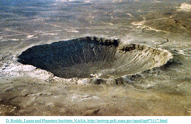 a 49,000 year old impact Crater in Arizona.