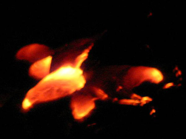 Glowing lava, approx. 20 feet across