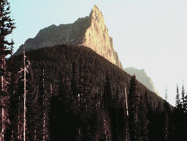 Cliff in Glacier National Park, that was eroded when it was the side of a glacier that since melted away. 
