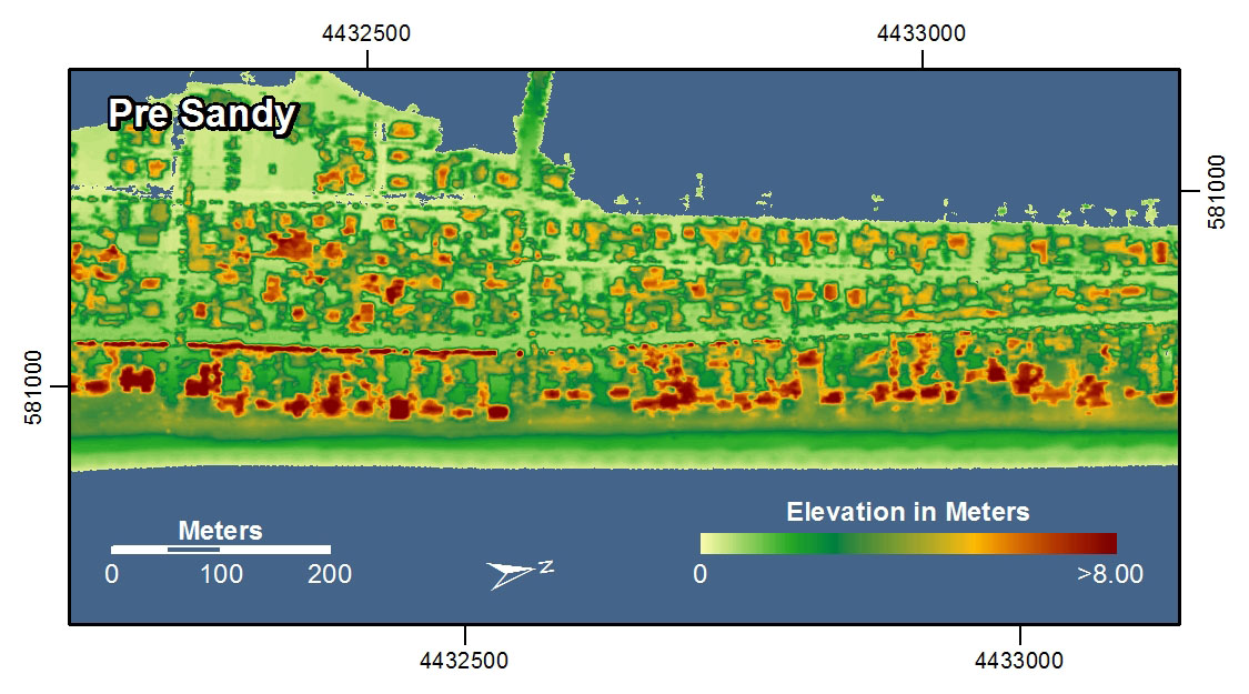 Coastline spatial mapping data before Sandy.