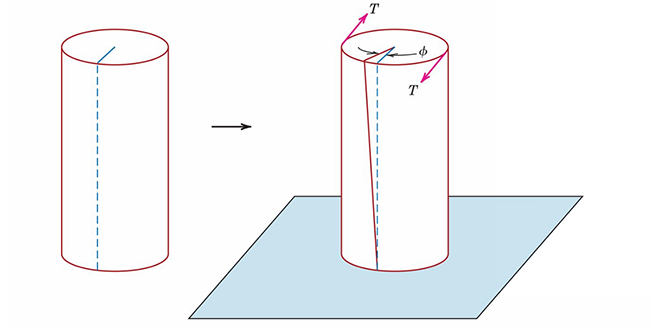 A cylinder twisting under torsional stress