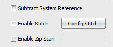 System Reference, Enable Stitch, and Enable Zip Scan