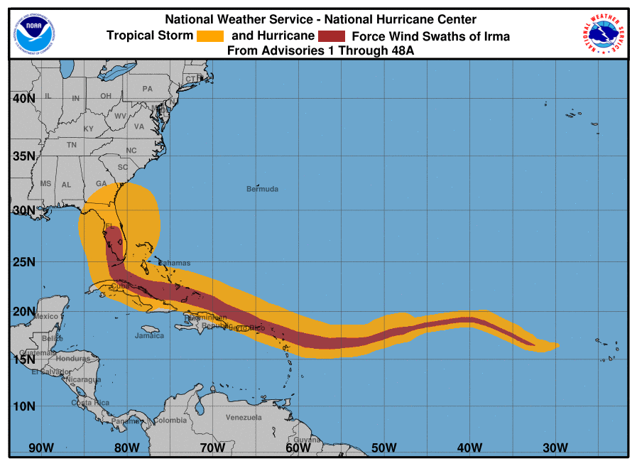 Wind history of Hurricane Irma