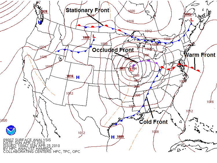 cold front weather map