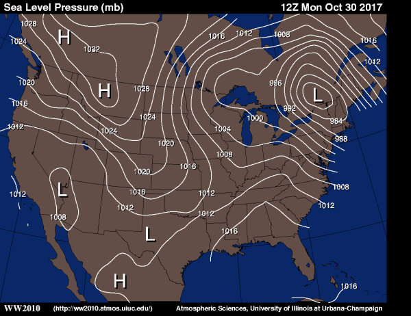 Current Sea Level Pressure Map