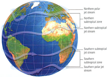 Globe showing the Subtropical Zone Expansion including the Northern hemisphere and the Southern hemisphere.