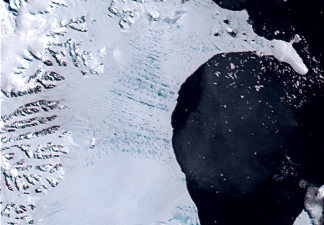 Slideshow of Collapse of Larsen ice shelf B during Jan-Mar 2002.
