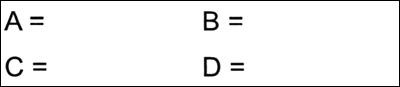 Box containing A=, B=, C=, and D=