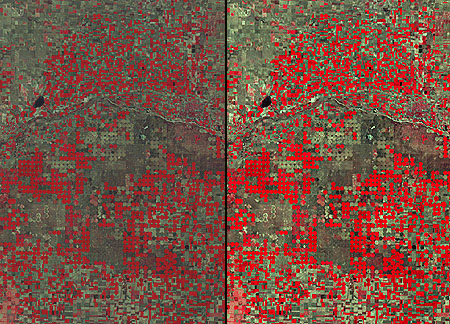 Before and after effects of contrast stretching of two
images produced from Landsat MSS data