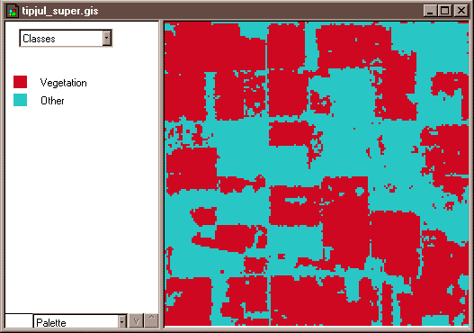 Screenshot showing two-class land cover map (supervisedclassification)
