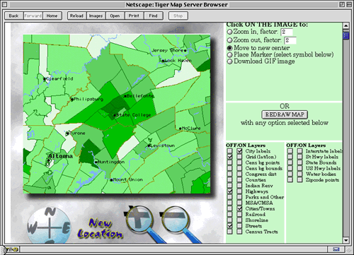 Screenshot of the TIGER Map Server Browser