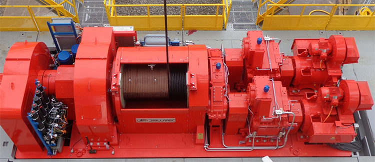 drawworks on a modern rotary rig described in the text below.