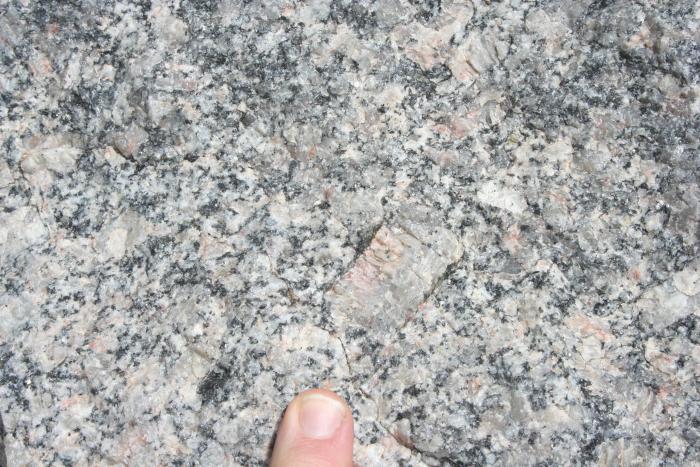 Close-up view of a part of a granite boulder.