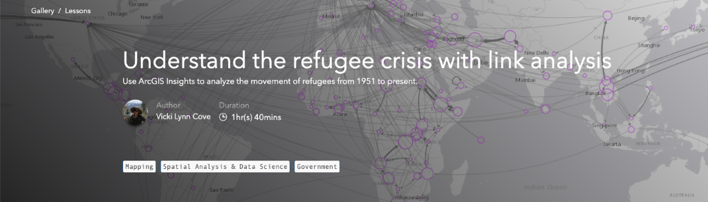 screen shot of esri Understand the refugee crisis with link analysis tutorial page