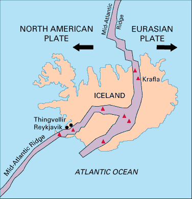 Map of mid-altantic ridge.  See caption