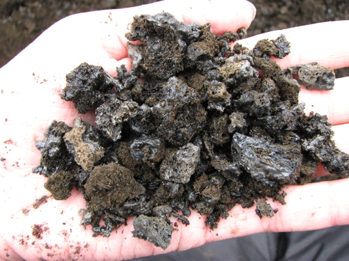Strombolian tephra.  Looks like a handful of coal.