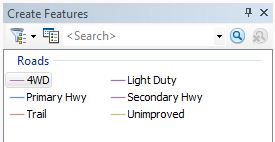 Screen Capture of Create Features Window Subtype Templates