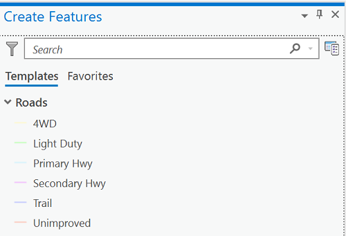Screen capture of Create Features pane Subtype Templates